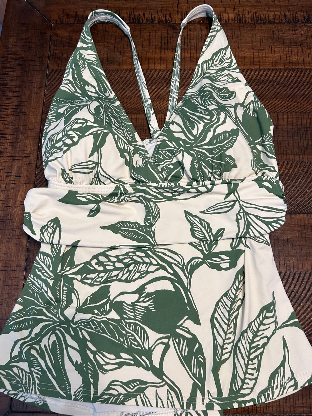 Lands' End Green Leaf-Print One-Piece Swimsuit